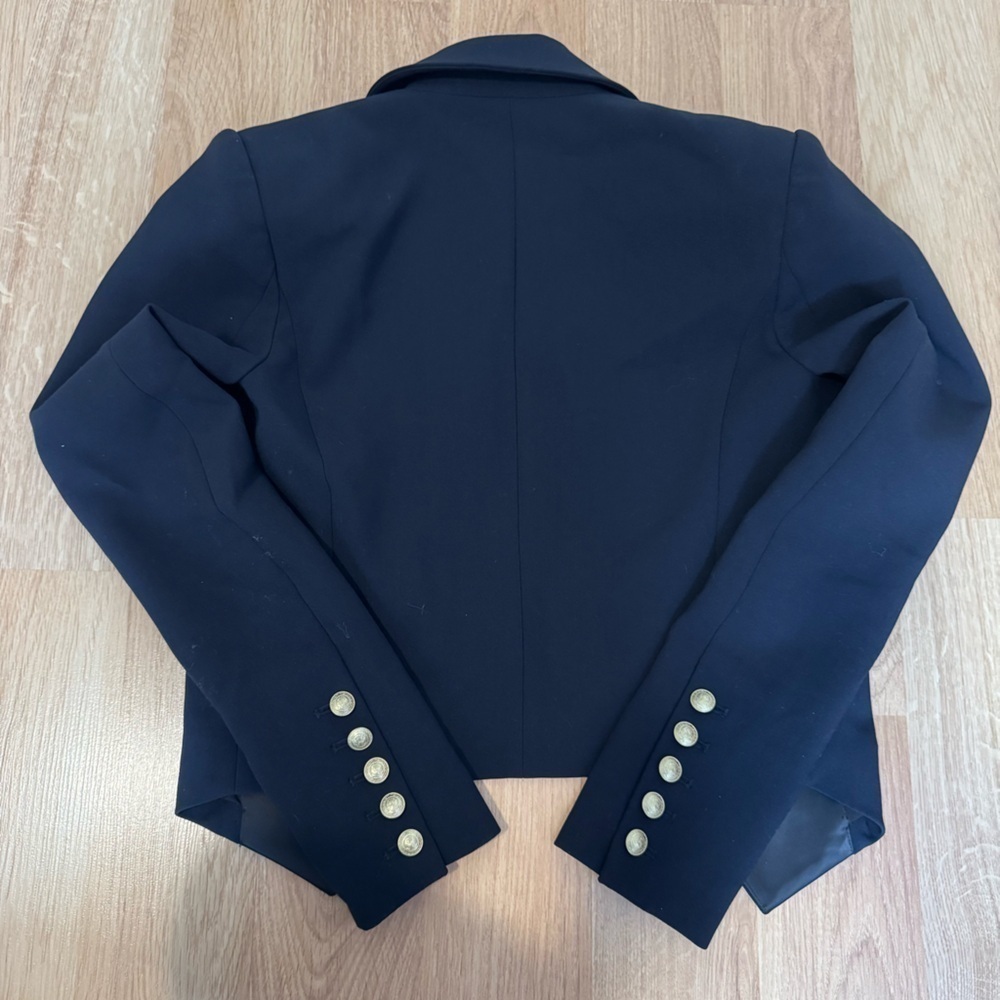 L'AGENCE $650 Navy and Black Cropped Button Detail Lila Blazer Size 0 NWT - Picture 5 of 13
